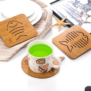 Image of Wood Heat Resistant Pad Pan Pot Mat Holder Kitchen Cooking Isolation Pad Bowl Cup Coasters Custom logo