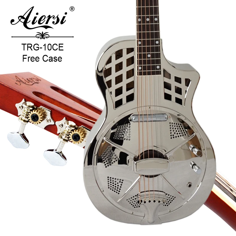 

Aiersi Brand Cutway Bell Brass Parlor Electric Resonator Guitar