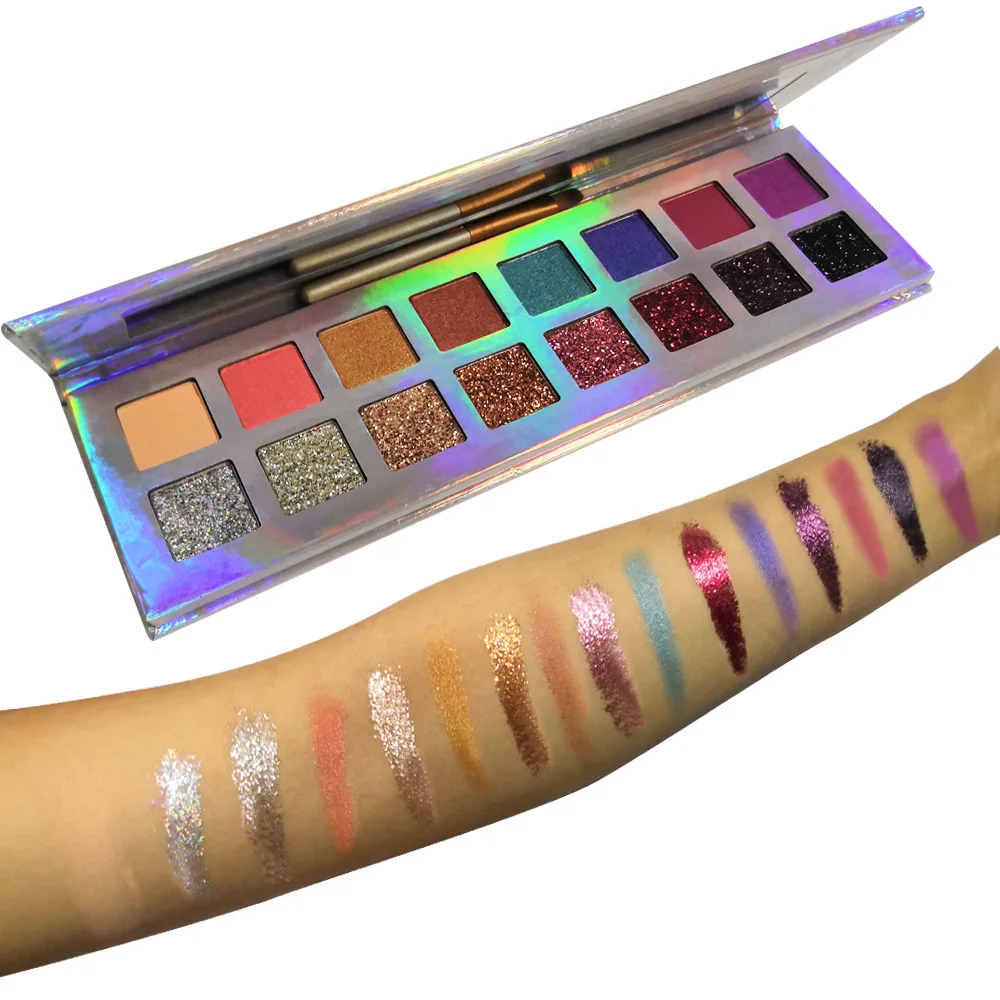 custom logo high pigmented eye shadow palette waterproof glitter shimming eyeshadow palette makeup
