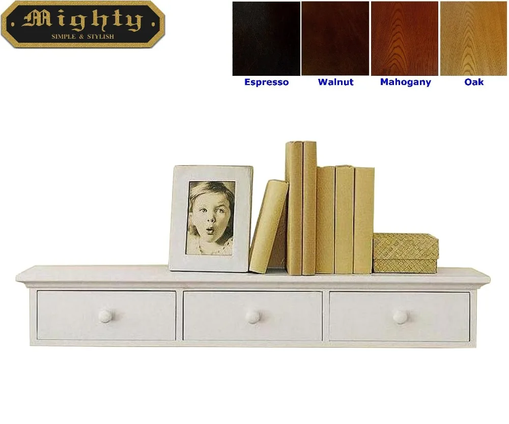 Legno 3 cassetti decorativo bianco mensola a muro con cassetto ... Mensole con cassetto