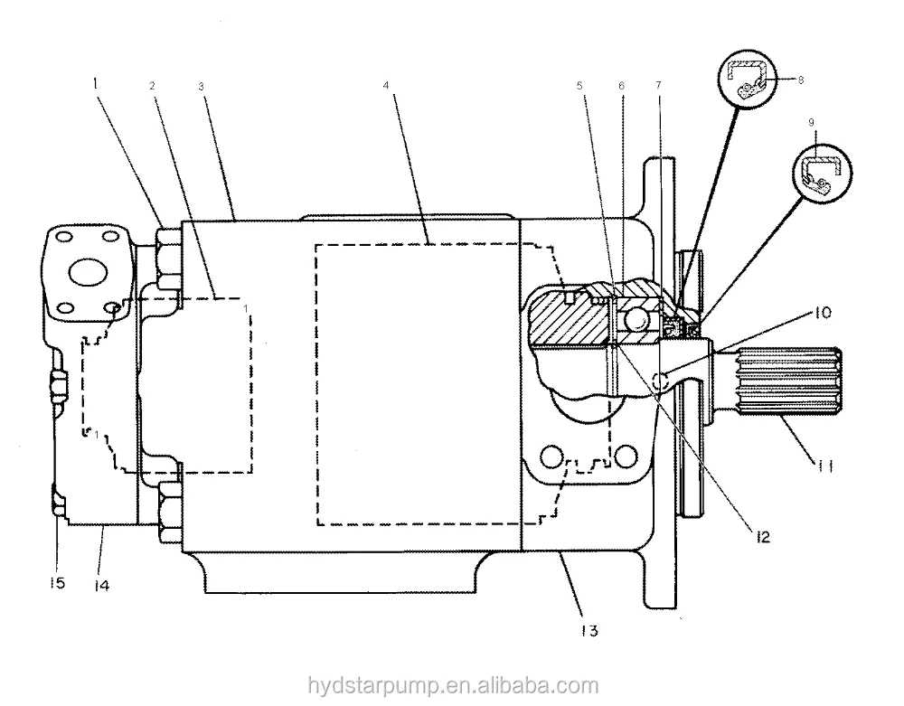 Hydraulic Vane Pump Shaft 9J5100 9J5101 9J5102 9J5104 6E3651 For