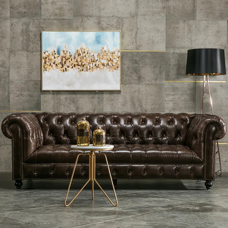 
Chesterfield leather sofa for living room 
