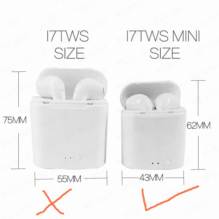 

Free DHL i7 TWS Upgrade Bluetooth Earphone i7s Mini Wireless Bluetooth4.2 Stereo Music Earphone Earbuds for ios android, Black;white