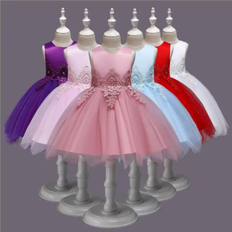 

Princess Costume Kids Dresses For Girls Clothing Flower Party Elegant Bridesmaid Tutu Wedding Dress Y11937
