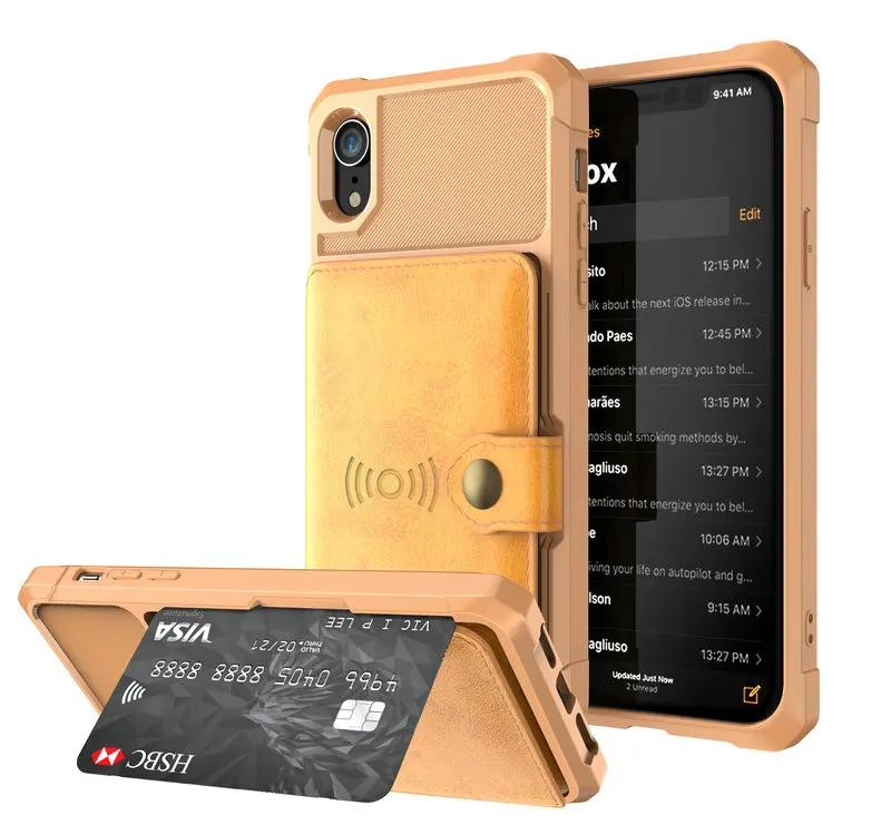 

Free Shipping for iPhone Xr Magnetic Wallet Phone Case + Silicon Bumper Back Leather Case for iPhone 7 Plus X Xs Max, Black;yellow;deepblue;lightblue