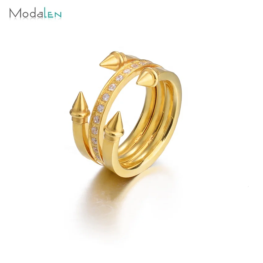 

Modalen Lady Luxury Gemstone Multi Layer Vintage Fashion Jewelry Stainless Steel Ring, More color for your chosoing