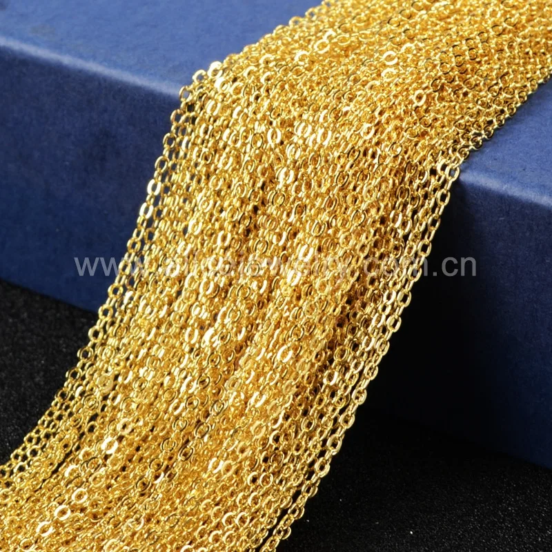 30 Inch Full Roll Brass Flat Cable Chain Oval Link Bulk With Connectors