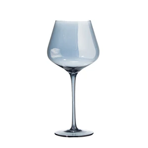 Image of Big Volume Handmade Somky Gray Crystal Stemware Goblet Giant Red Wine Glass Set