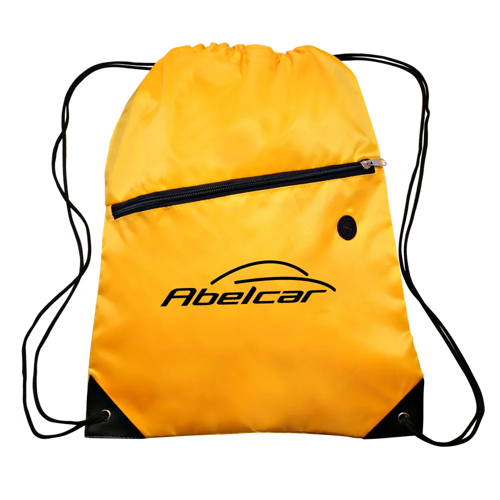 
Bespoke Nylon Drawstring gym zipper bag with custom logo 