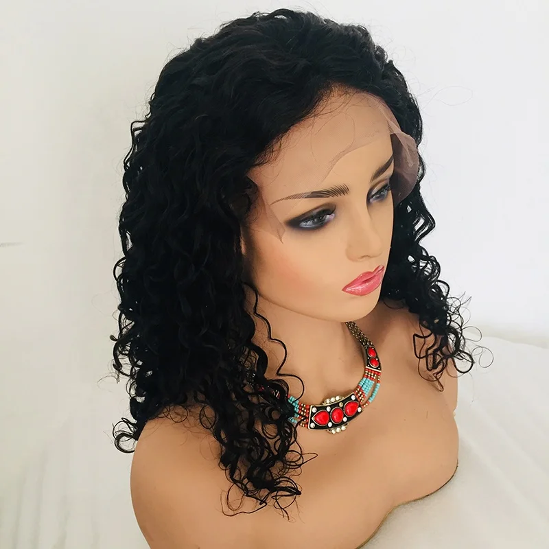 

Natural color loose curl lace wig malaysian loose curl lace front wig thick ends loose curly human hair wig
