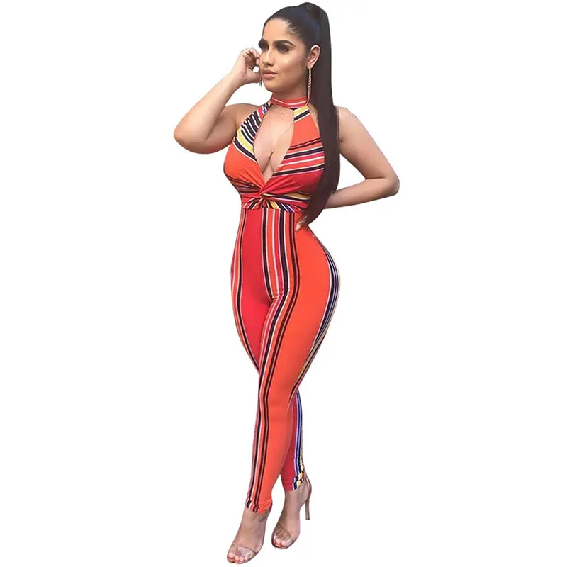 

Colorful Striped Halter Jumpsuit
