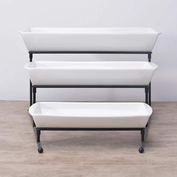 Ordinary fruit salad serving long deep white dinner food restaurant ceramic plates dishes .jpg