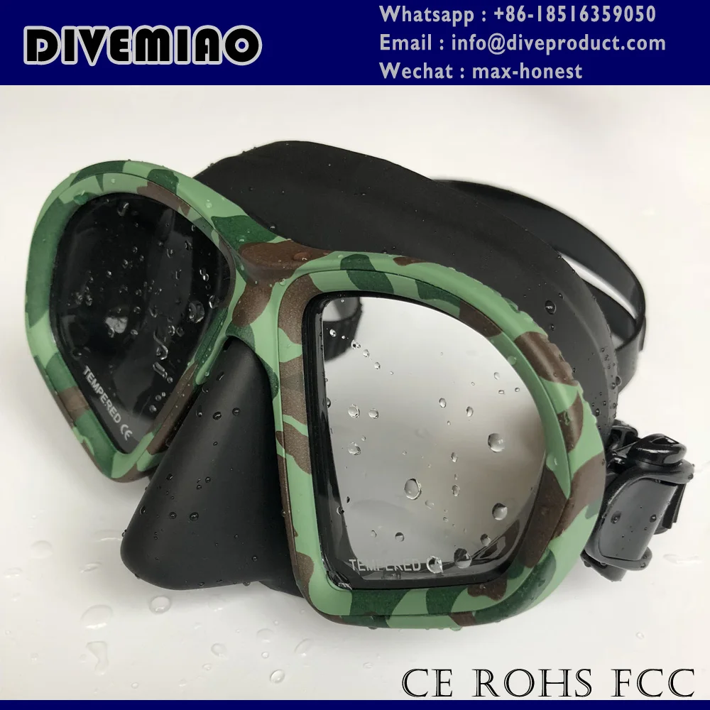 Scuba Dive Mask Low Volume Dive Mask Camo Color Tempered Glass Custom
