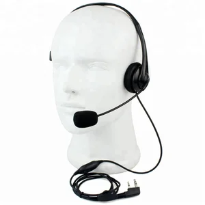 2 Pin Two Way Radio Headset Earpiece PTT Mic