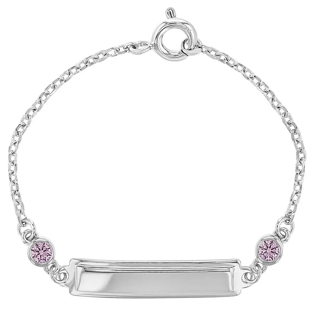 Personalized Pink Bars Charm Bracelet For Baby 925 Silver Jewelry Buy