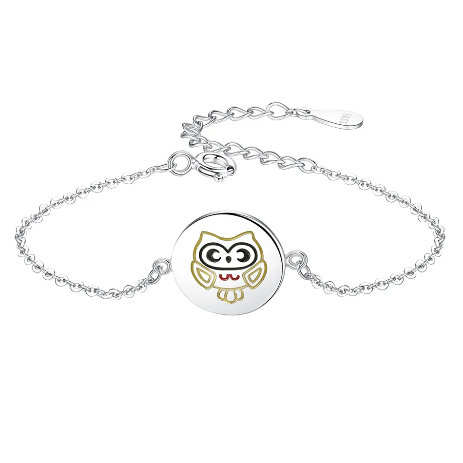 

Real 925 Sterling Silver Bracelet Pattern Monkey Circle Round Charm Bracelet for Women Wedding Engagement Jewelry, Sliver