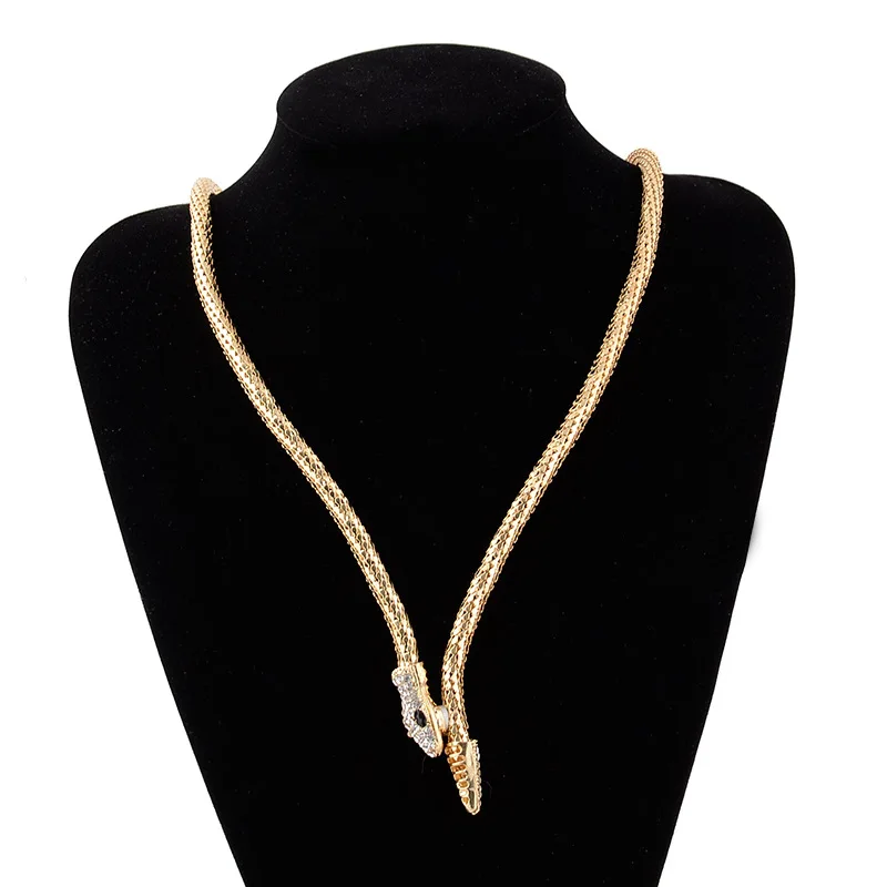 

Personalized retro snake-encrusted necklace exaggerated necklace, N/a