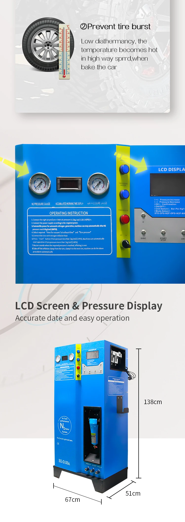 96% purity tire nitrogen generator machine for trucks and cars manufacturer