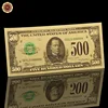 WR Hot Sale 999 24k Gold Banknote USD 500 Foil Copy Paper Money Colorful US Banknote for Festival Gifts