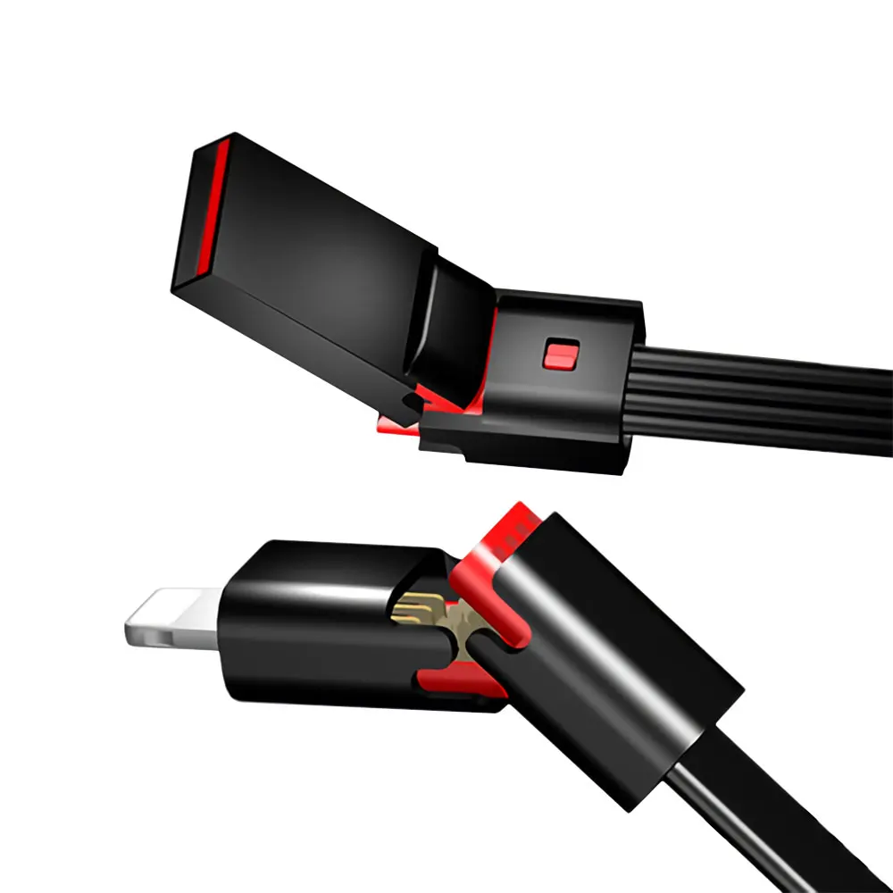 

Amazon Hot Selling 1.5M TPE Material Quickly Repair 8 Pin Zinc Alloy USB Cable For iphone 7 8 X, Black/red