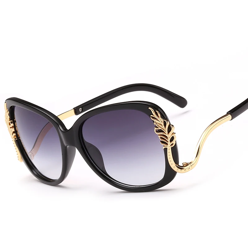 

Vintage Ladies Oversized Sunglasses Women Brand Designer Gradient uv400 Sun Glasses For Woman Black Oculos lunette 135101