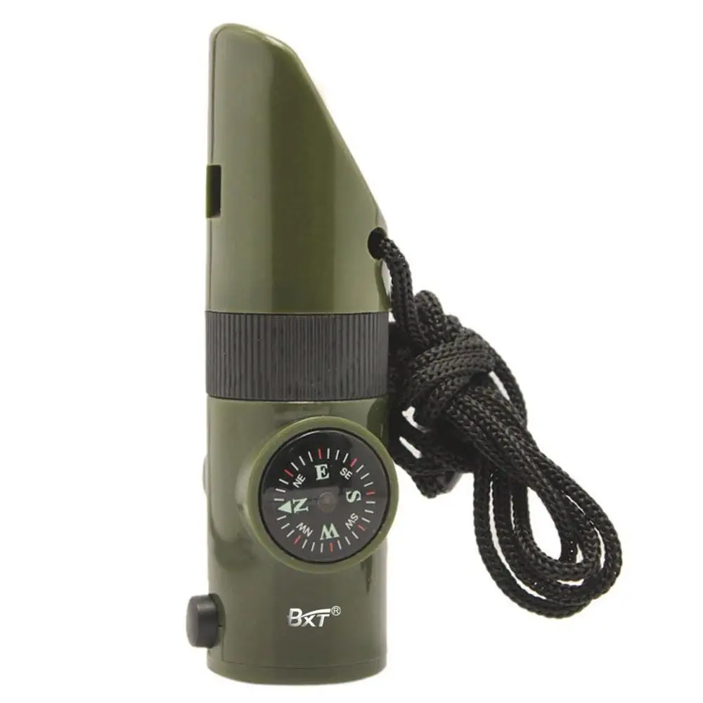 Multifunctional 7 In 1 Camping Hiking Outdoor Whistle With Compass