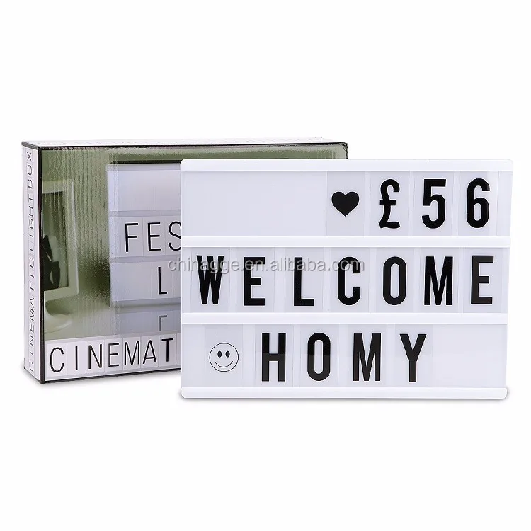 White Shell Marquee Light Letter Box Sign Retro Alphabet A4 A5 Usb Cinematic Light Box Led With