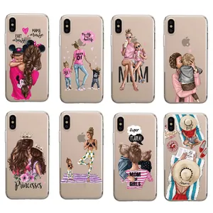 Cute Baby Super Mom Girls Queen Travel Beach Soft Phone Case For iPhone 5SE 7Plus 7 6 6S 8 8Plus X XS Max SAMSUNG S8 S9 S9Plus
