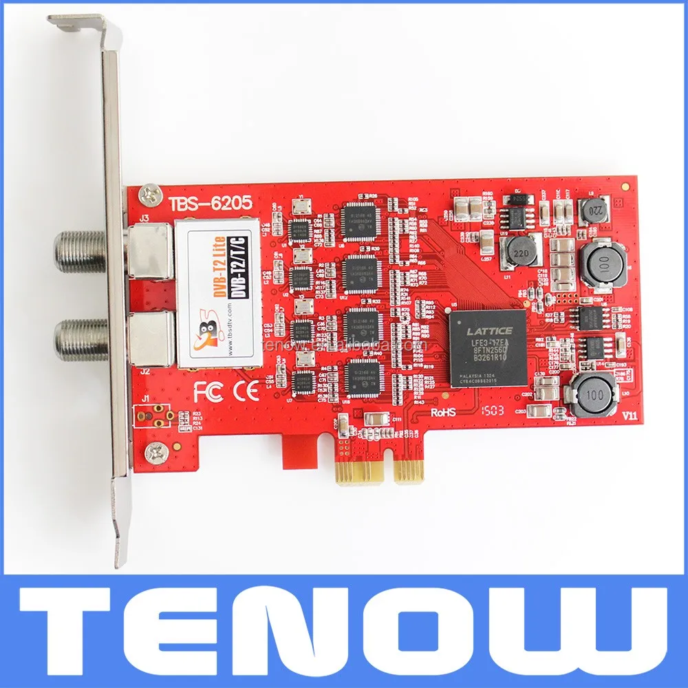 

TBS6205 DVB-T2/T/C Quad TV Tuner PCIe Card for Watching UK Freeview SD and HD Channels, Red