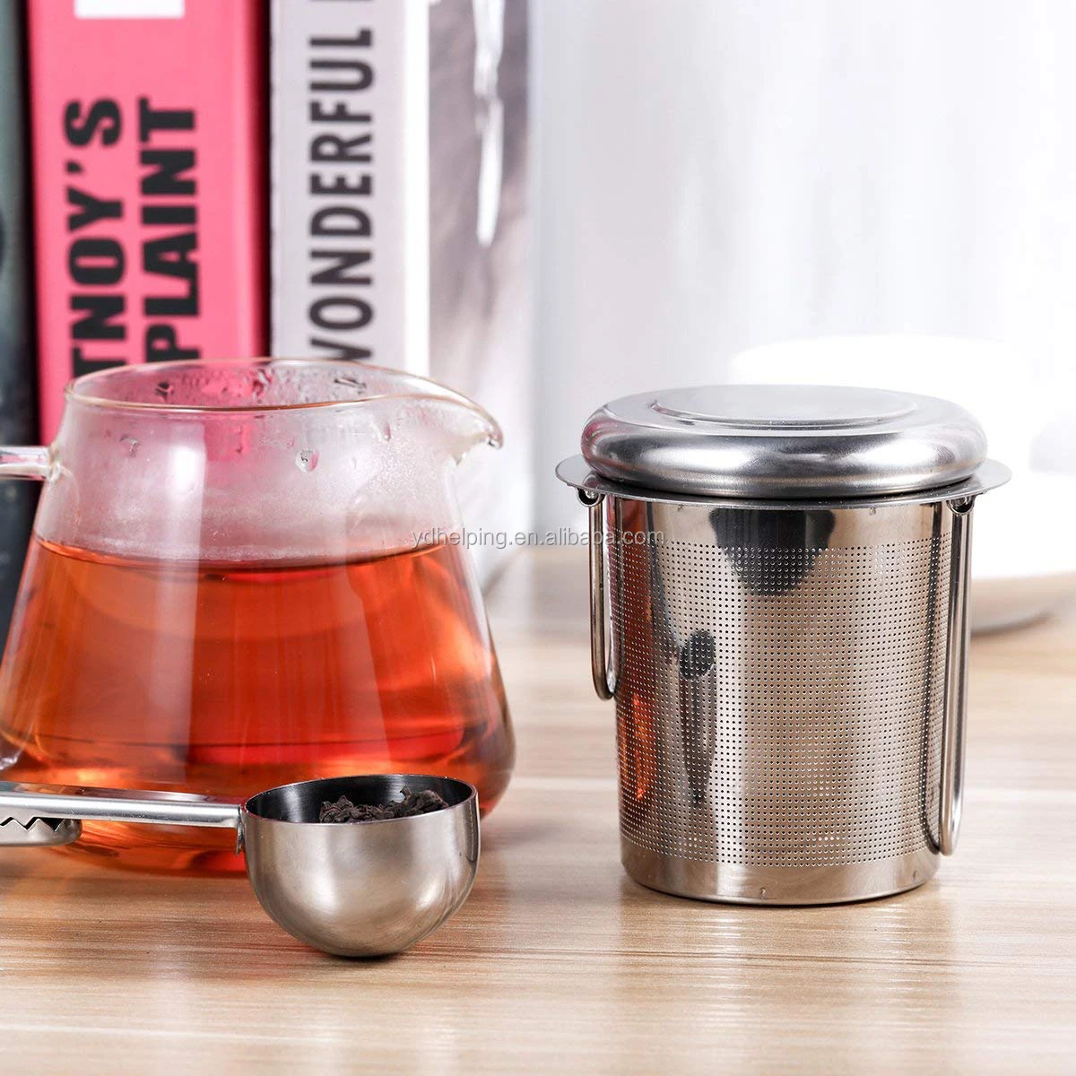 Infuseur À Thé En Acier Inoxydable 304,Avec 2 Filtres À Thé Et 1 Boule Avec Double Poignées