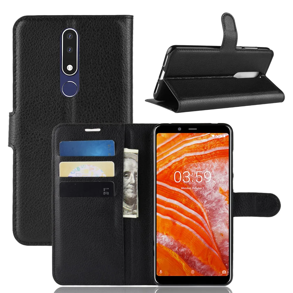 Litchi Texture Leather Flip Phone Case For Nokia 3.1 Plus