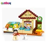 Children play plastic forest animals abs building block set