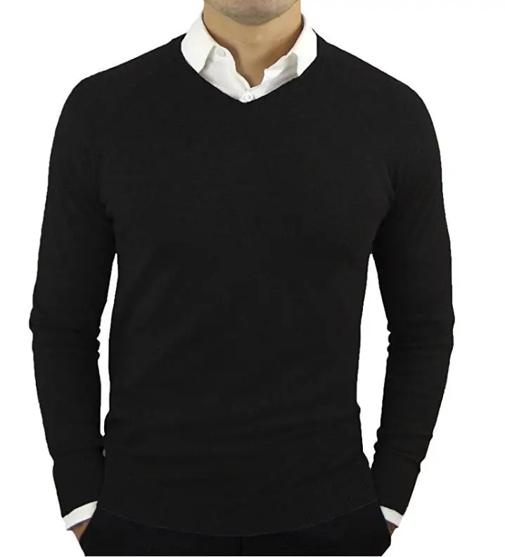 Oem Bulk Knitted Custom Plain Pullover Cotton Jumper V-neck Slim Fit ...