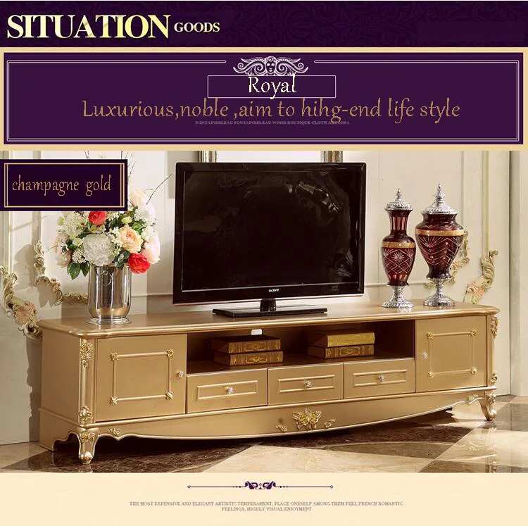 Antique High Living Room Wooden furniture lcd TV Stand p10065