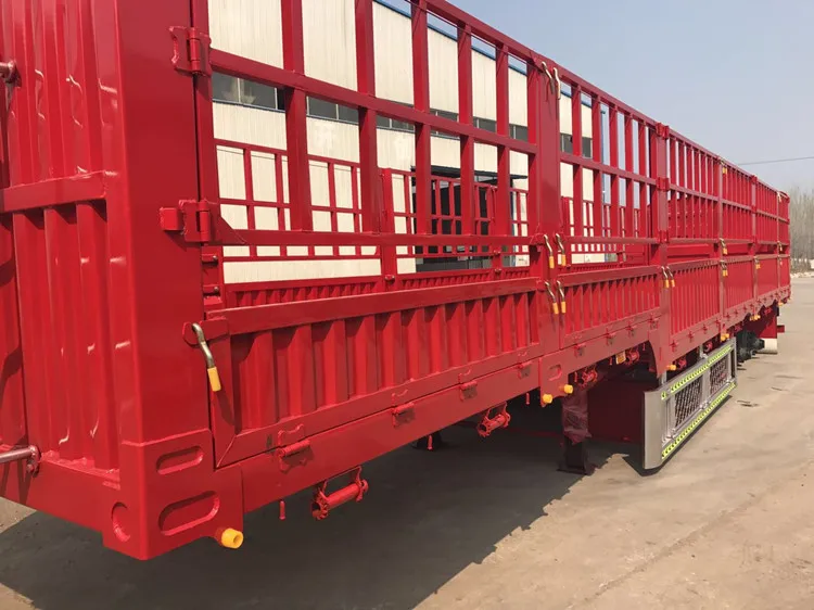 3 Axles Fence Truck Trailers Cattle Transport Stake Semi Trailer For Sale