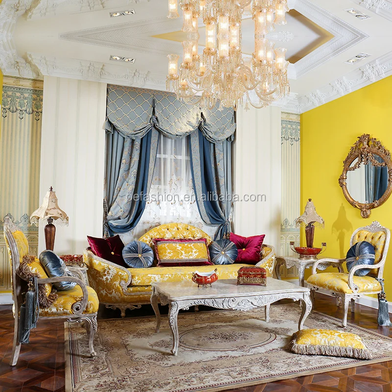 OE-FASHION European Sofa Set 7 Seater Living Room Solid Wood Furniture ...