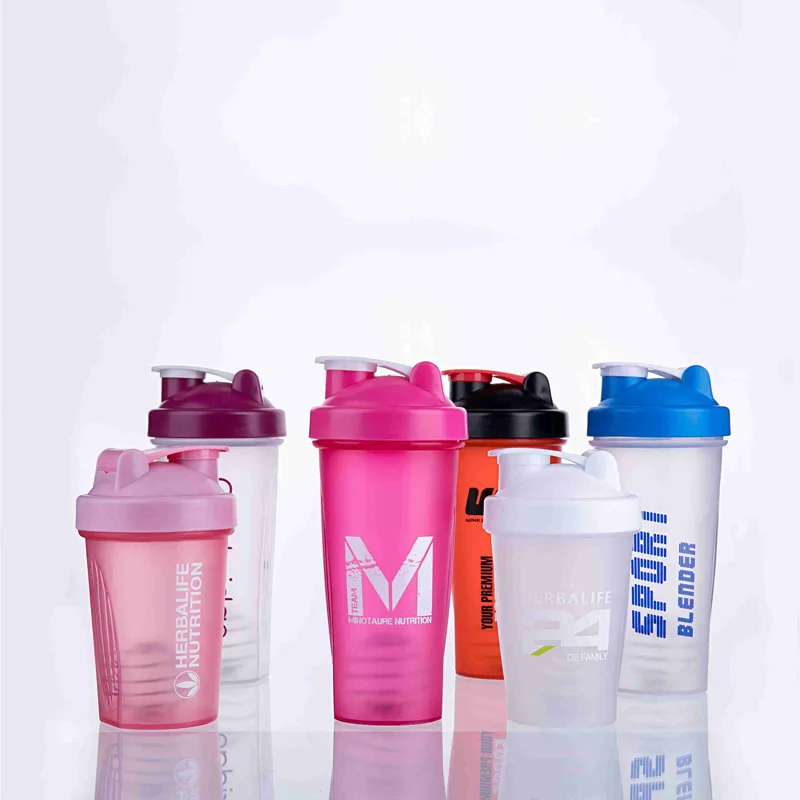 

BPA free plastic protein powder shakers water bottles , 400ML 600ML shaker sports plastic water bottles, Customized color