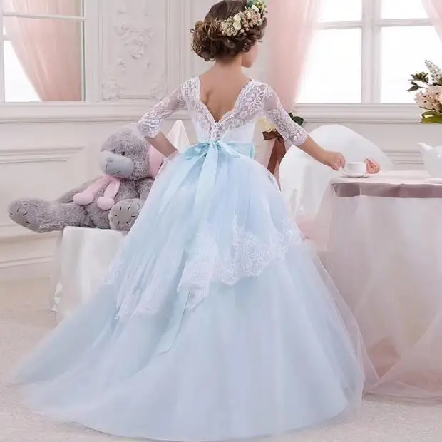 

Clothes Girl Boutique Baby Wedding Dress Children Long Lace Prom Garments LP-203