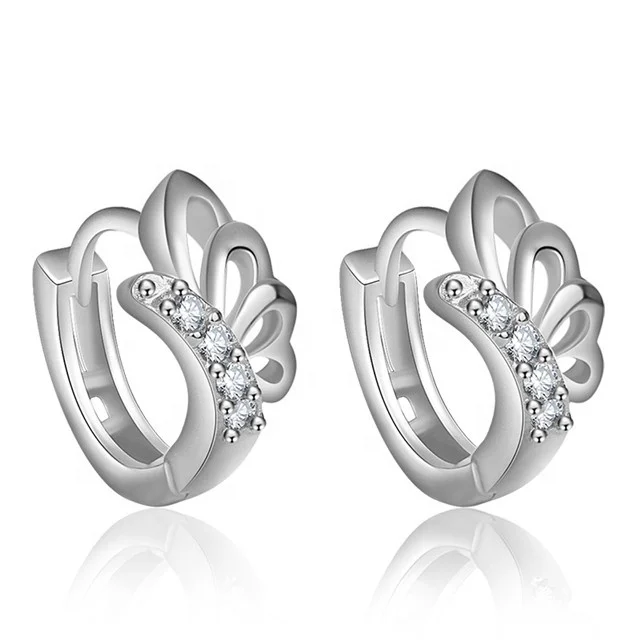 

Butterfly Design With Cubic Zirconia Hoop Earrings For Women Fashion Jewelry Rose Gold/Silver Colors Earrings