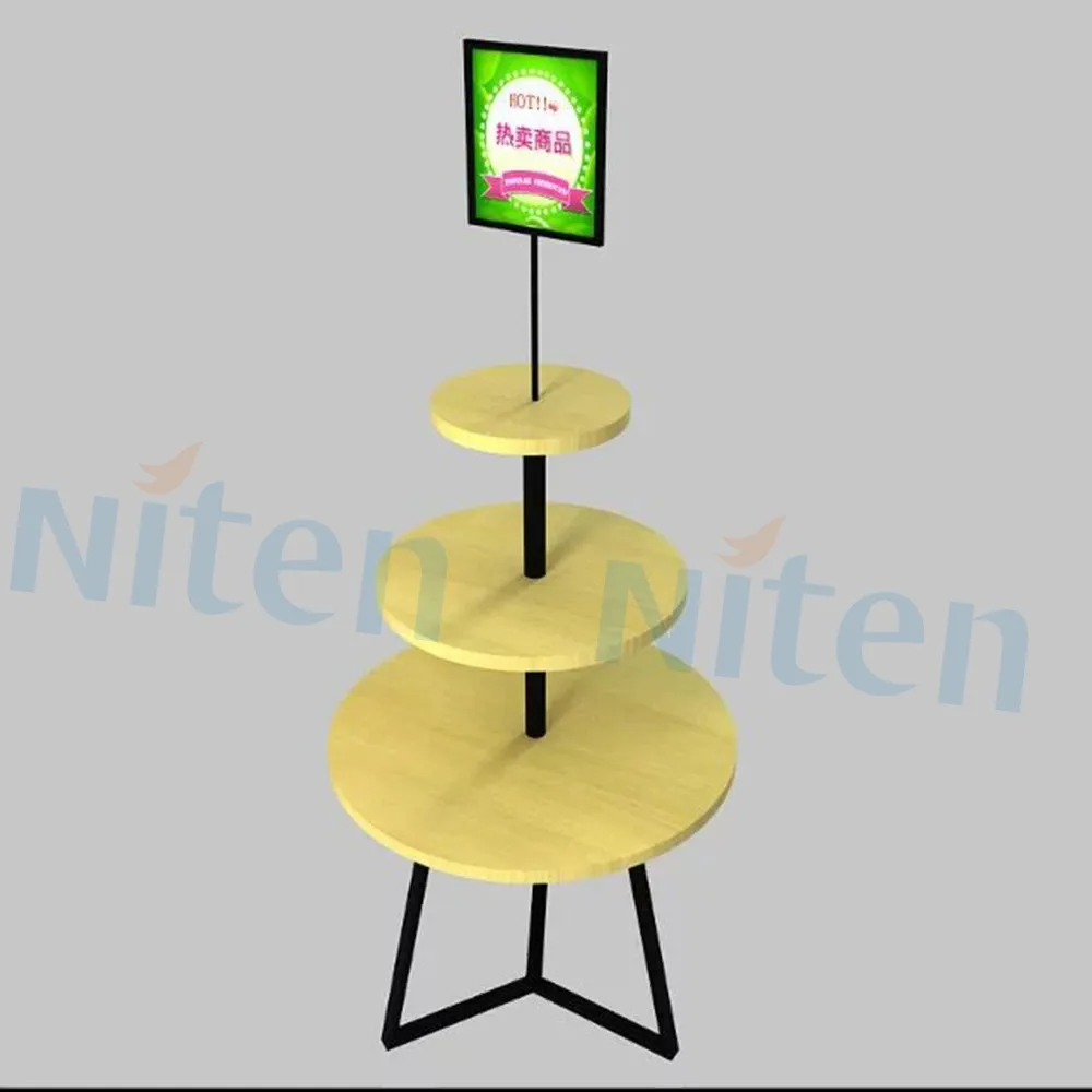 Circular Rotating Round Retail Display Table/tablet Display Stand With Banner/adverising/poster