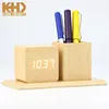 KH-WC009 Home Decoration Business Office Gift Present Wooden Desk Table Clock with Pen Holder