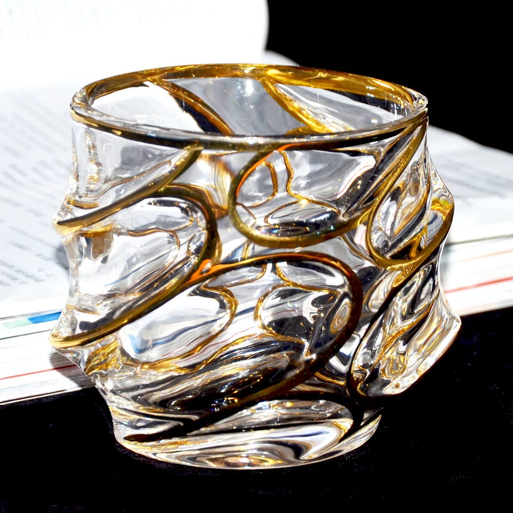 Barware Crystal Gold Whisky Glass Cup Whiskey Glasses With Gift Box