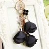 New Charm Fashion leather rose flower key chain cute tassel flower key chain women keychain female bag pendant jewelry
