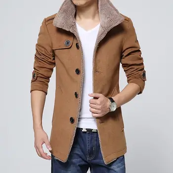 blue coat lambs wool woolen jacket collar male fashion classic