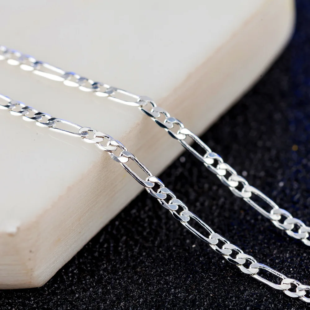 

italy silver men figaro chain silver chain necklace wholesale  stock gold color stock, Silver color
