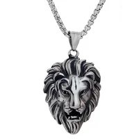 

Hip Hop Lion Head Pendant Necklace For Men Luxury Stainless Steel Male Jewelry Friendship Gift