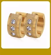 Hot Selling Fashion Stainless Steel Flat Big Huggie Earring Micro Pave Bali Hoop Earrings