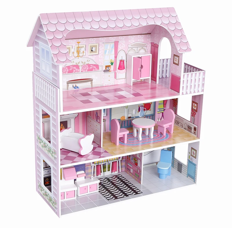 Dollhouse for girls Wooden Dollhouse with furniture wooden Dollhouse ...