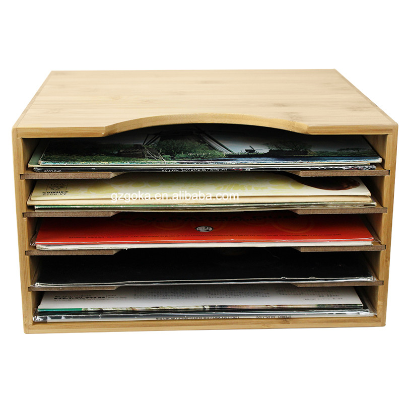 Bamboo Retro Vinyl Record Crate Holder Albums Storage Case Lp Box Cd