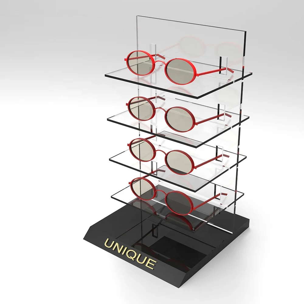 

Custom Small Size Eyewear Display Stand, Optical Store Window Displays, Eyeglass Stand, Gold